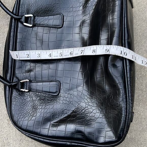 Nine West Black Faux Leather Satchel Handbag Purse 14x10x5 - Picture 8 of 15